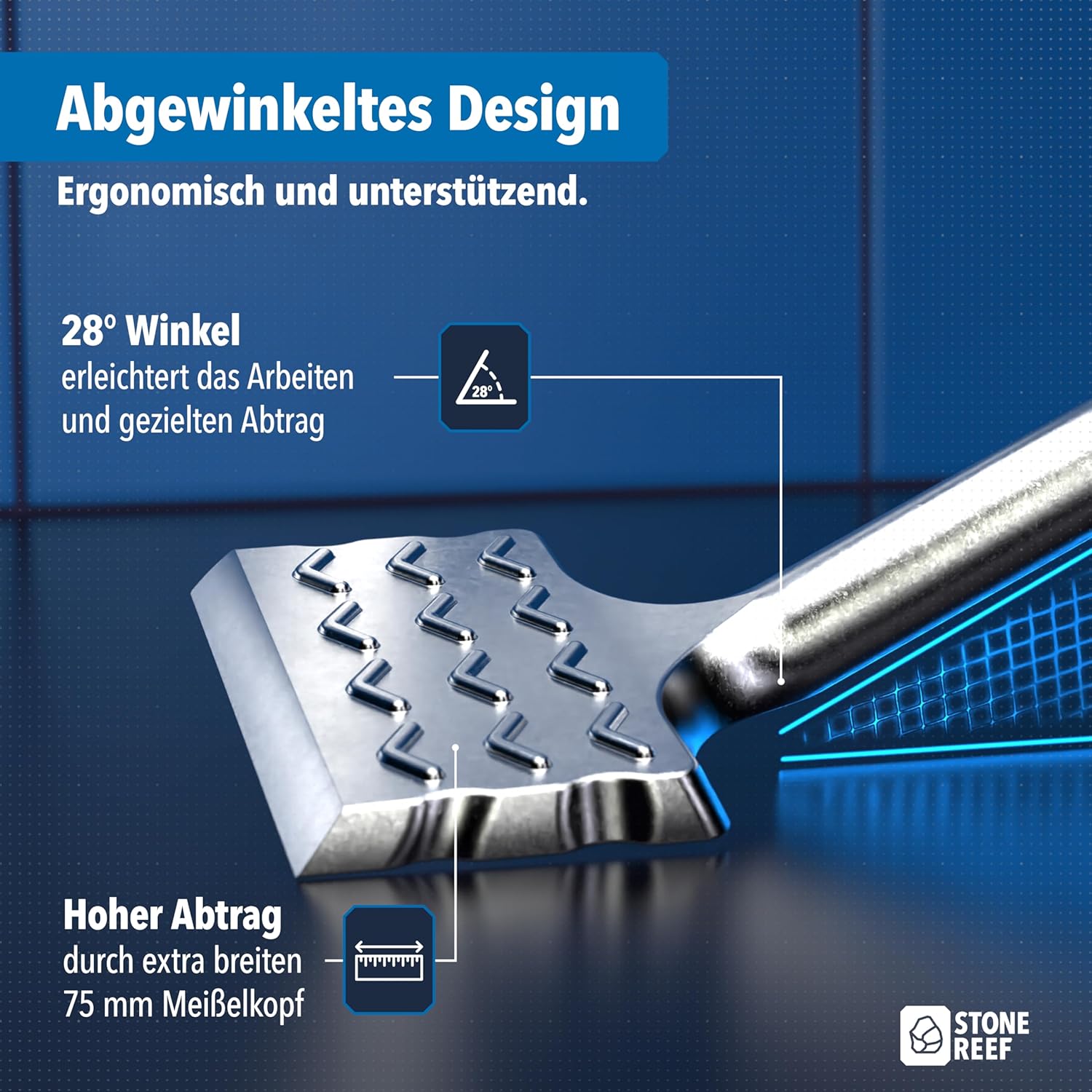 Thumbnail 2 de Fliesenmeißel SDS-Plus [165x75mm] 28° abgewinkelt Breitmeißel – geeignet für Fliesenentfernung