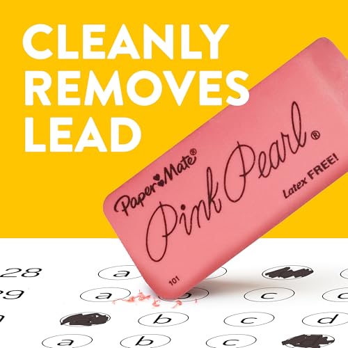 Detalle de Paper Mate Pink Pearl Erasers (12 Count) – Latex-Free, Smudge-Resistant