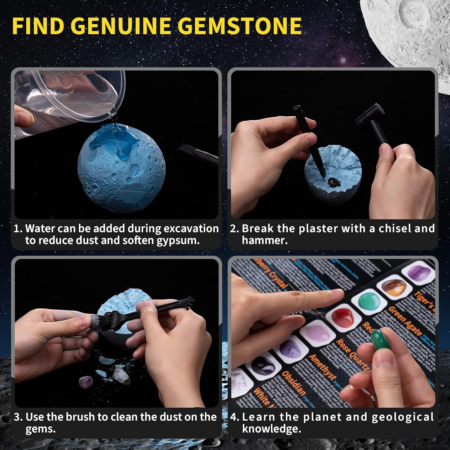 Detalle de Mega Gemstones Dig Kit 15 real gems