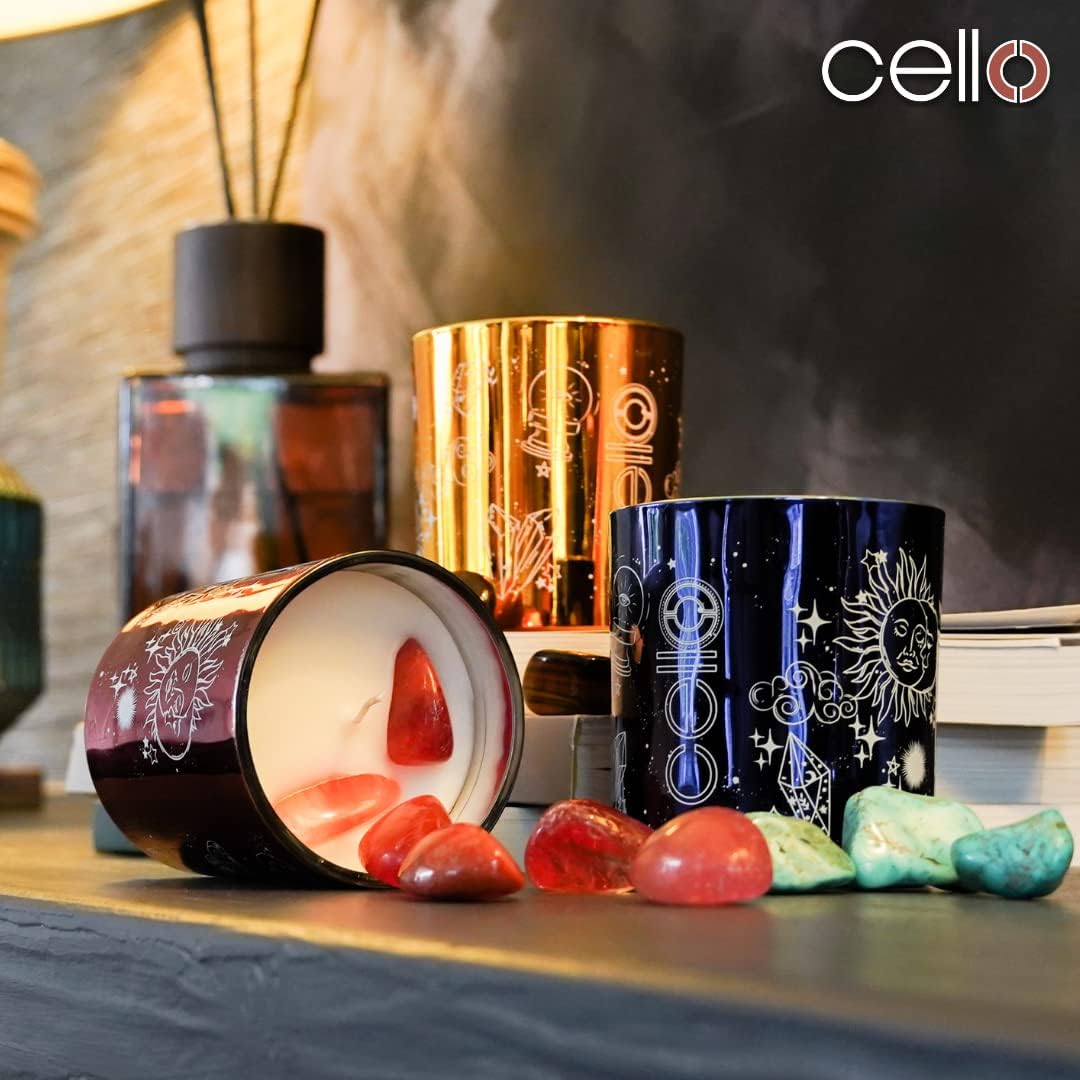 Thumbnail 6 de Cello Celestial Scented Candle with Clear Quartz Gemstones (Metallic Gold Wax) – Mystic Clearing