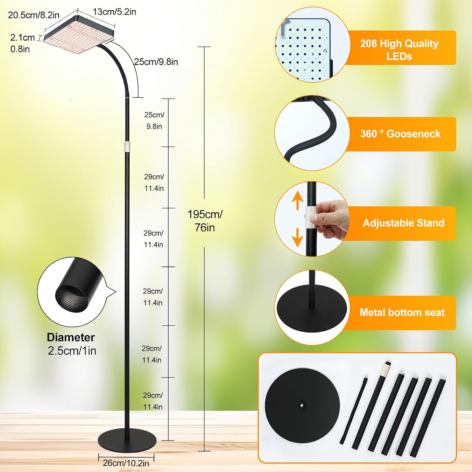 Thumbnail 6 de FECiDA Zinqolay 76-Inch Floor Grow Light with Adjustable Height and Timer