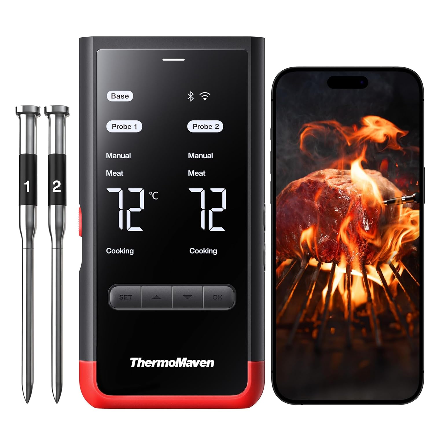 Thumbnail 6 de ThermoMaven Thermomètre à Viande Intelligent Sans Fil – 4 sondes, Bluetooth 5.3 et Wi‑Fi, IPX8