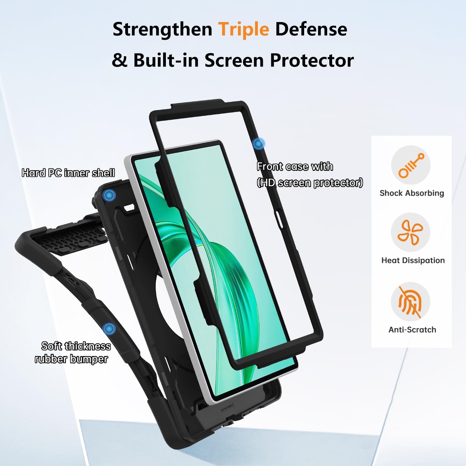 Thumbnail 3 de ROISKIN Case for Honor Pad X8a 11 Inch 2024 – Heavy Duty Case with Screen Protector, Pencil Holder and Shoulder Strap