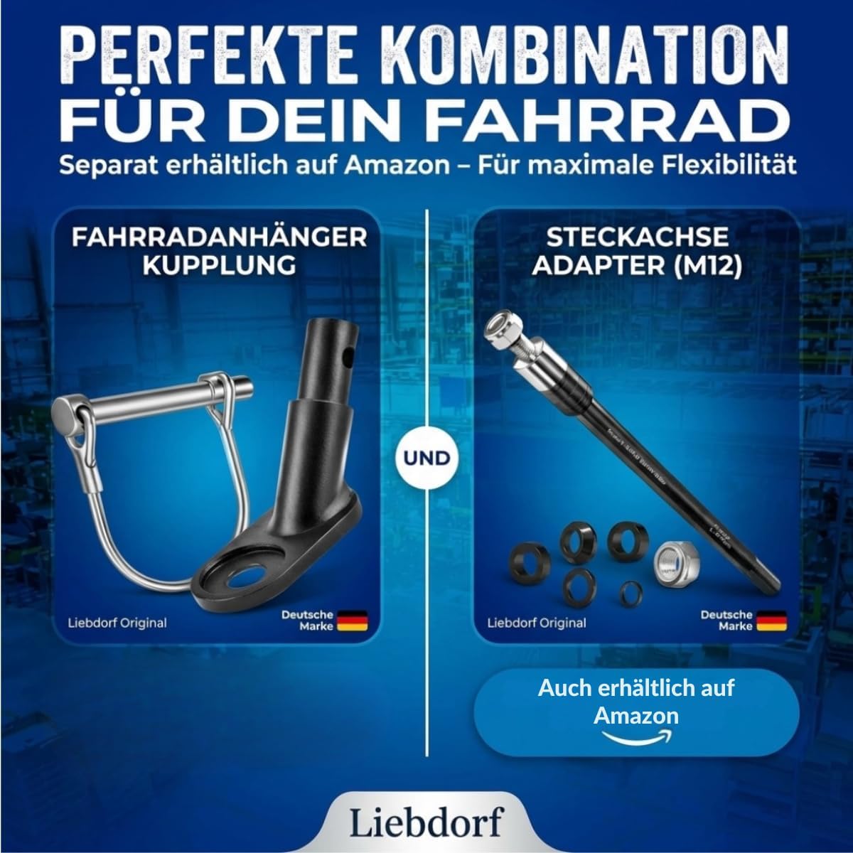 Detalle de Liebdorf Fahrrad Anhängerkupplung – Universaler Adapter für E-Bike & Fahrrad