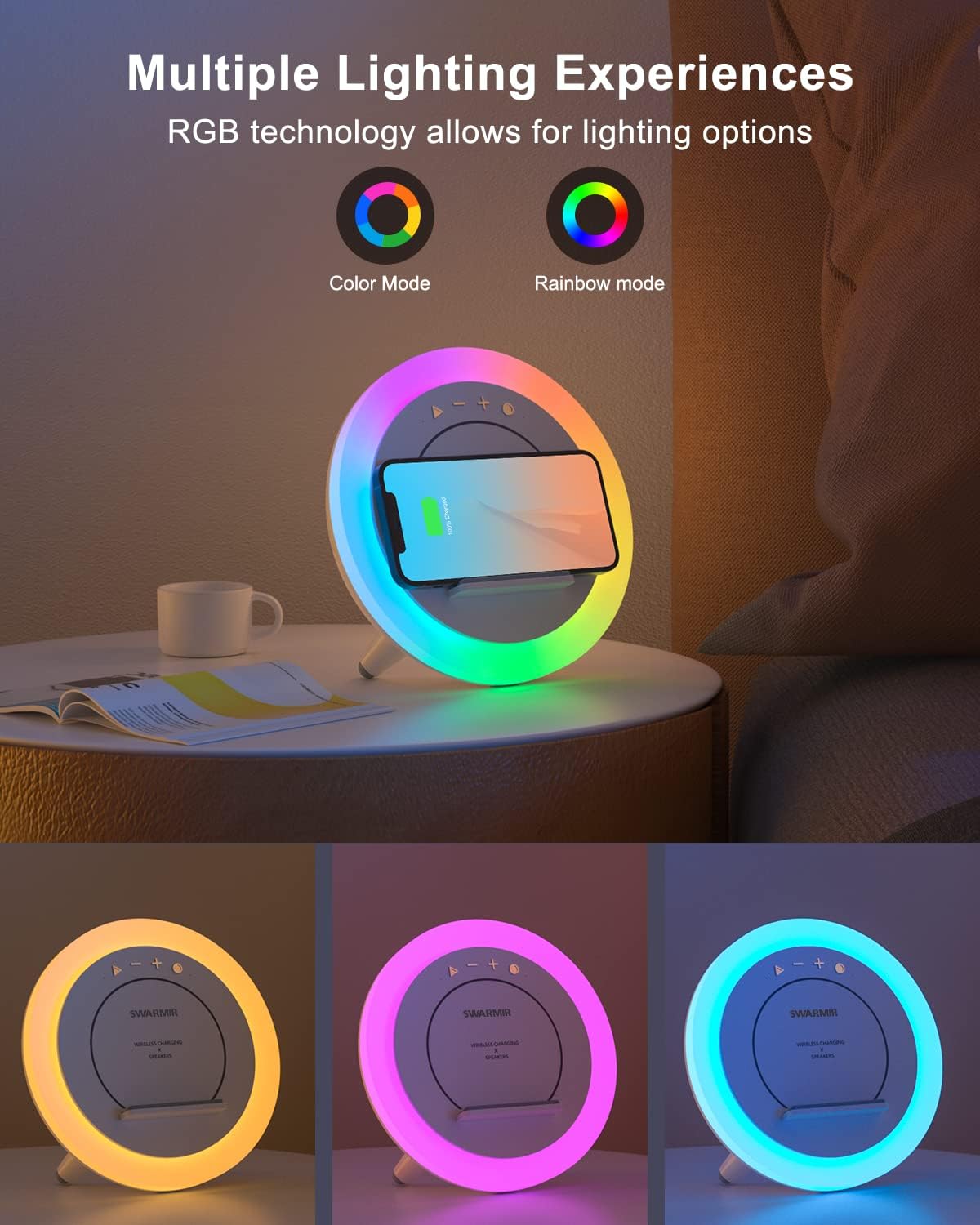 Thumbnail 3 de Swarmir 5W wireless charging Bluetooth Speaker with Multicolour Night Light