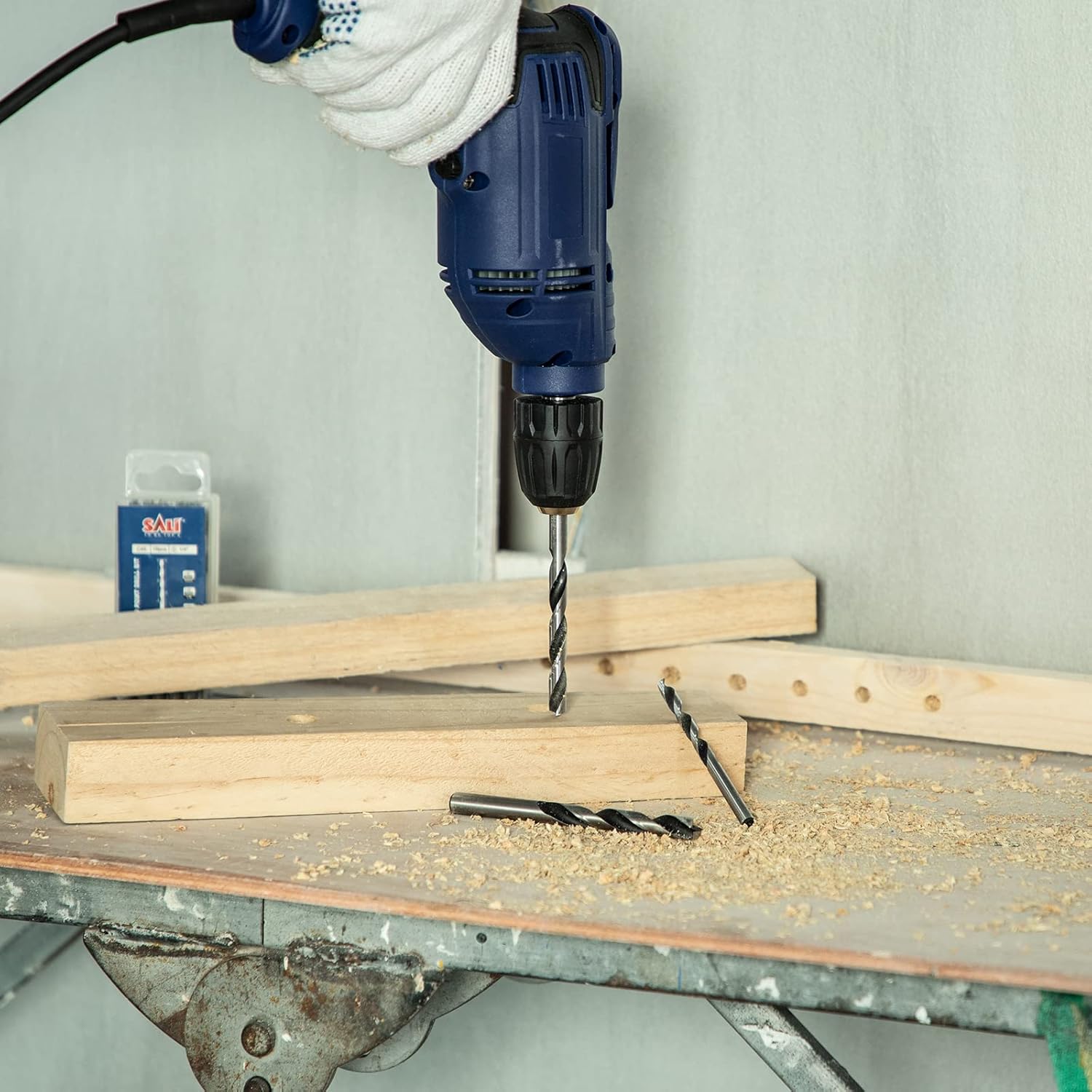 Detalle de SALI Holzbohrer-Set 4 mm, 20-tachiges Brad-Point-Set aus Karbonstahl