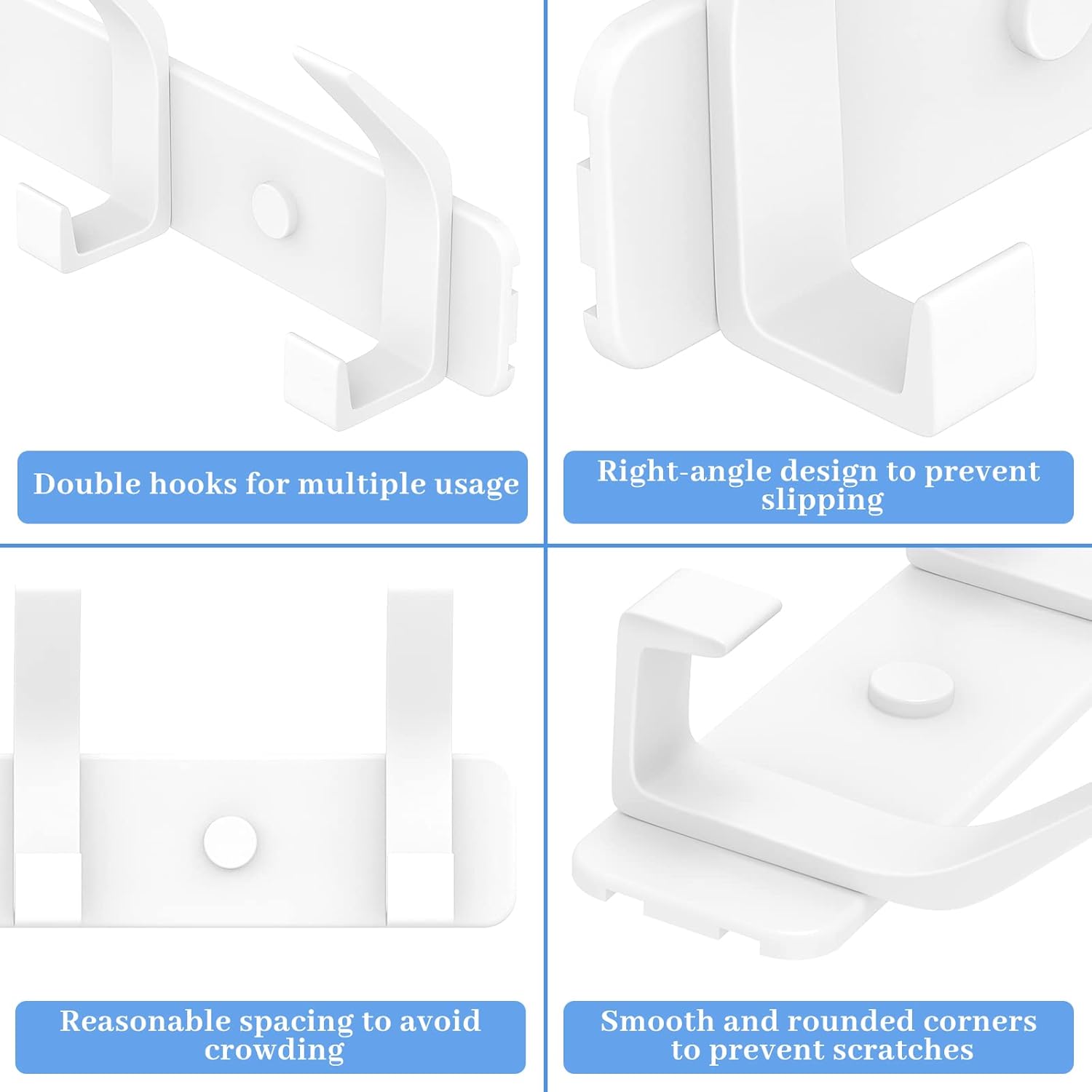 Detalle de TENXSNUG Appendiabiti da Parete Set di 2 – Attaccapanni moderno antiruggine con 5 ganci, bianco