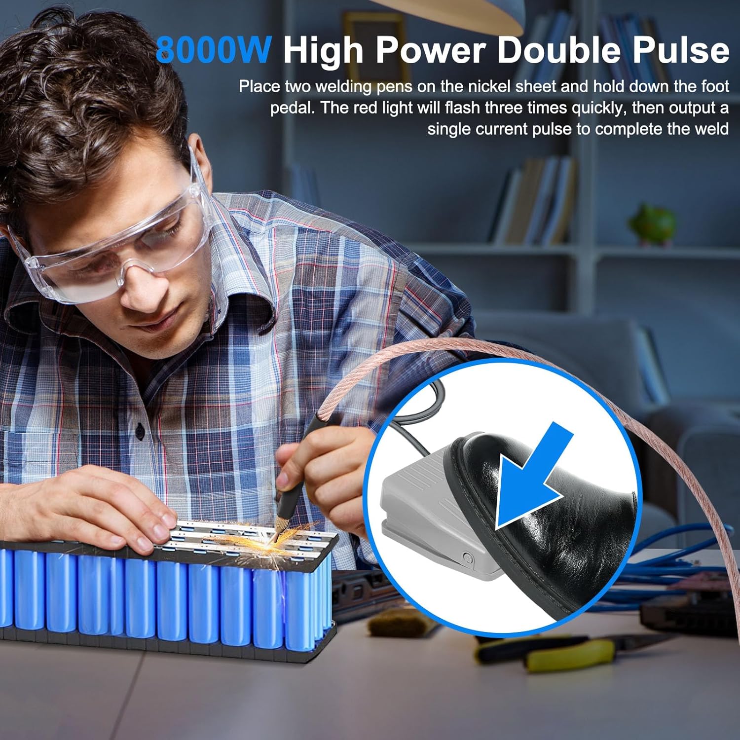 Thumbnail 1 de Saldatore a punti a batteria portatile 8000W con pedale e doppia uscita