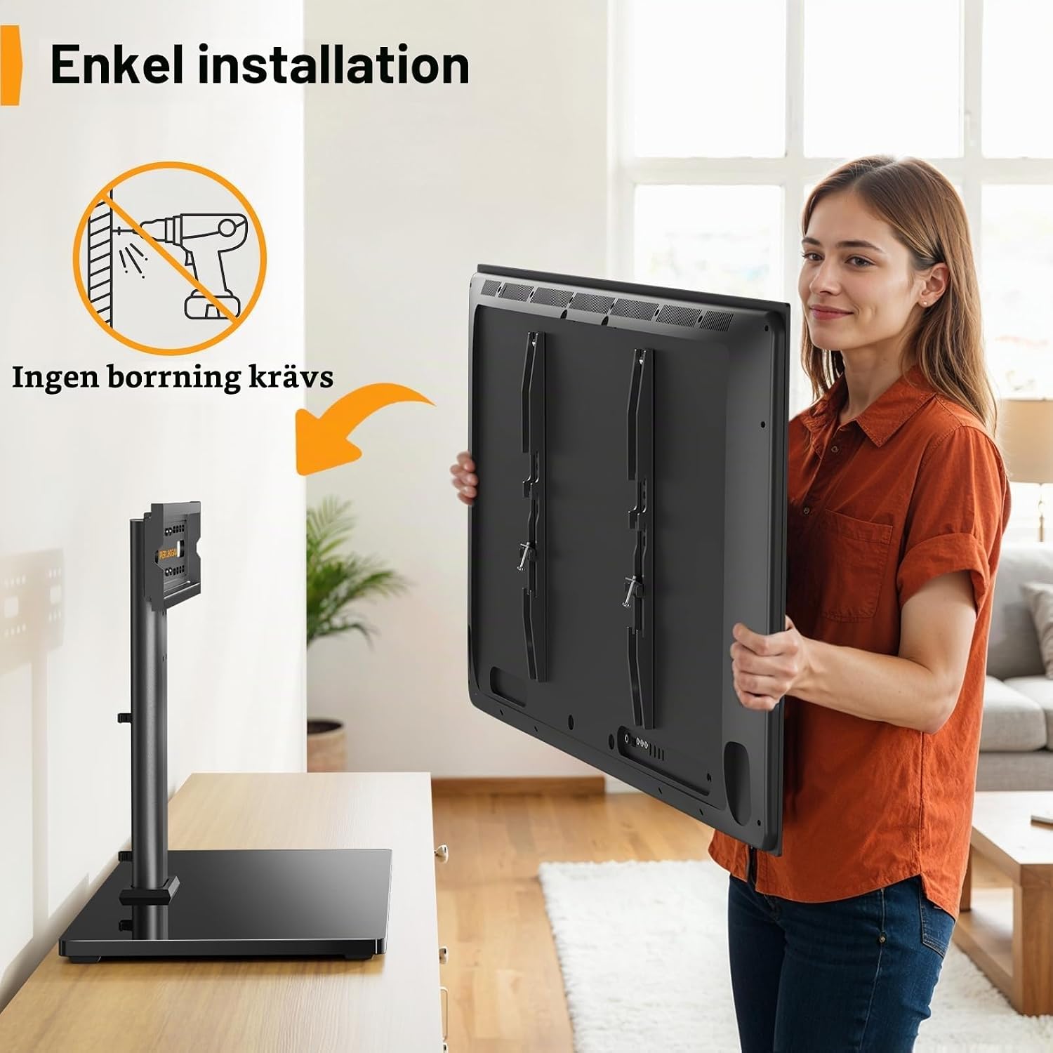 Thumbnail 6 de Perlegear PGTVS04-E TV-golvstativ för 26–55 tum, höjdjusterbart upp till 40 kg