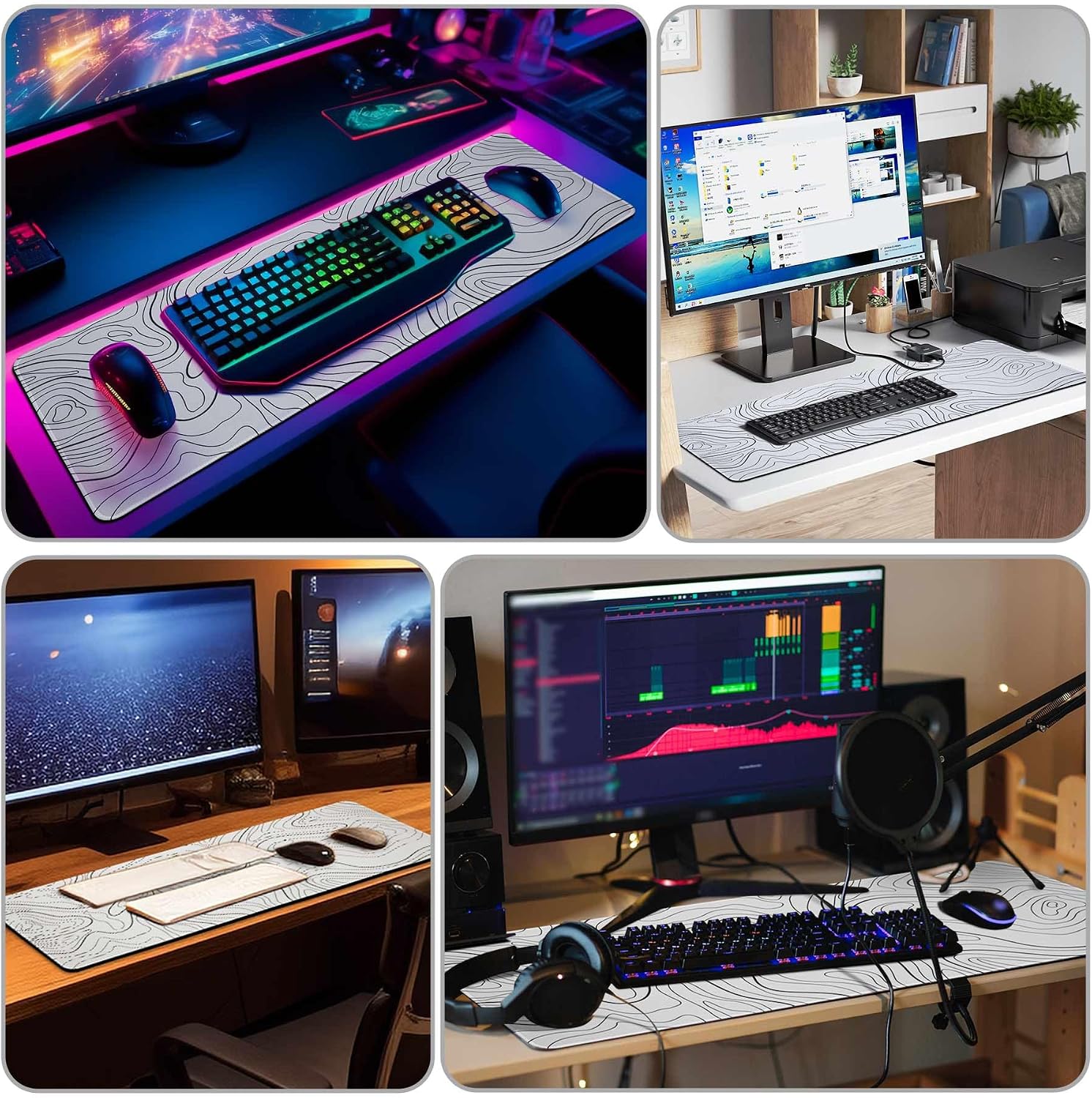 Detalle 2 de DAWNTREES 1400 x 600 x 4 mm Large Mouse Pad – Extended Contour with Non-Slip Base