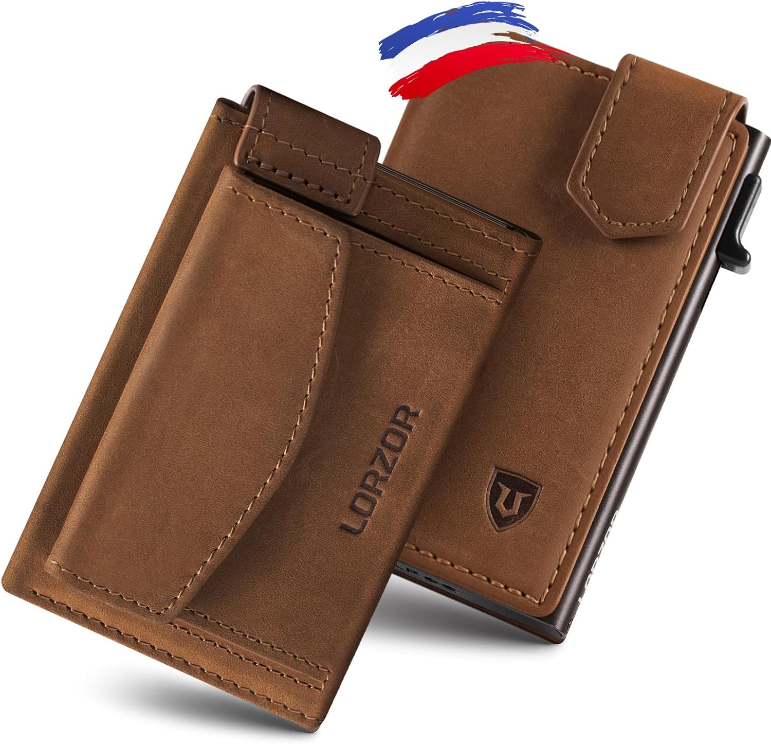 Detalle de LORZOR Portefeuille Homme Cuir avec Porte Monnaie XXL