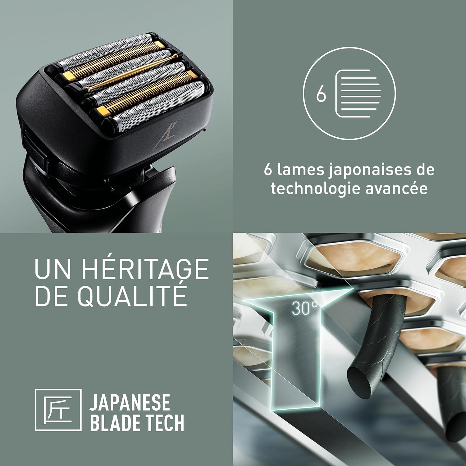 Detalle de Panasonic ES-LS9A-K803 Rasoir Électrique Humide et Sec à 6 Lames – Préserve l’éclat du rasage