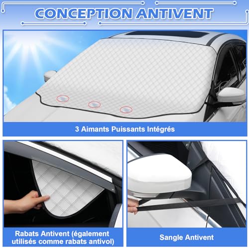 Detalle de Tevlaphee Pare Soleil Voiture Pare Brise Avant – Protection solaire magnétique universelle 197 × 128 cm