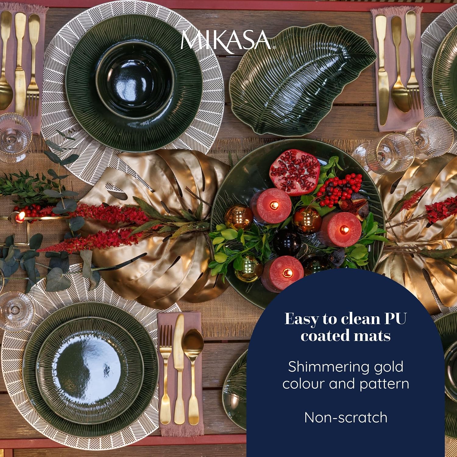Thumbnail 4 de Mikasa Round Gold PU Placemats, Set of 4, 38cm
