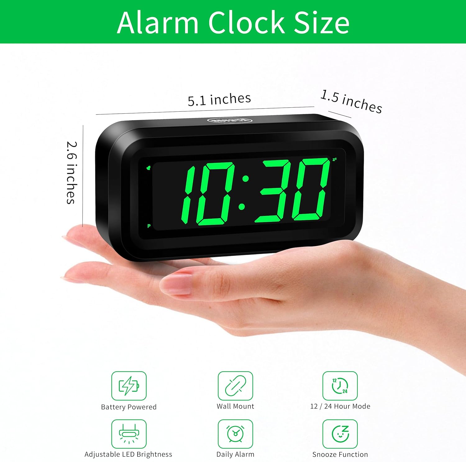 Thumbnail 1 de KWANWA Cordless Digital LED Alarm Clock