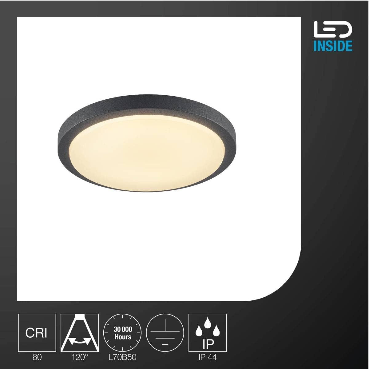 Thumbnail 2 de SLV Plafonnier AINOS: éclairage extérieur IP44 22W – 1430 lm, anthracite