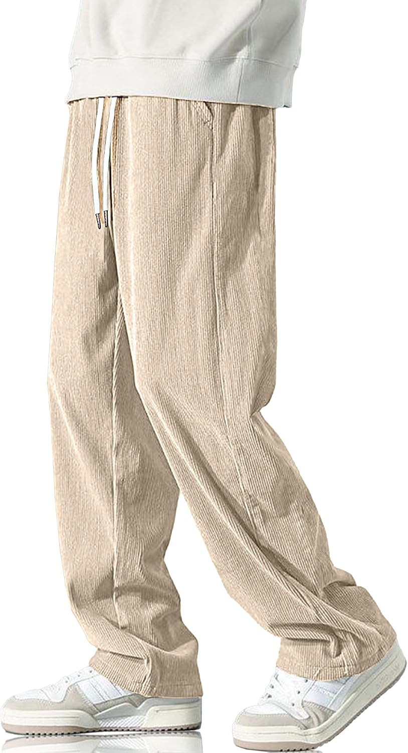 Detalle 2 de HOTake Men's Corduroy Baggy Sweatpants elastic waist