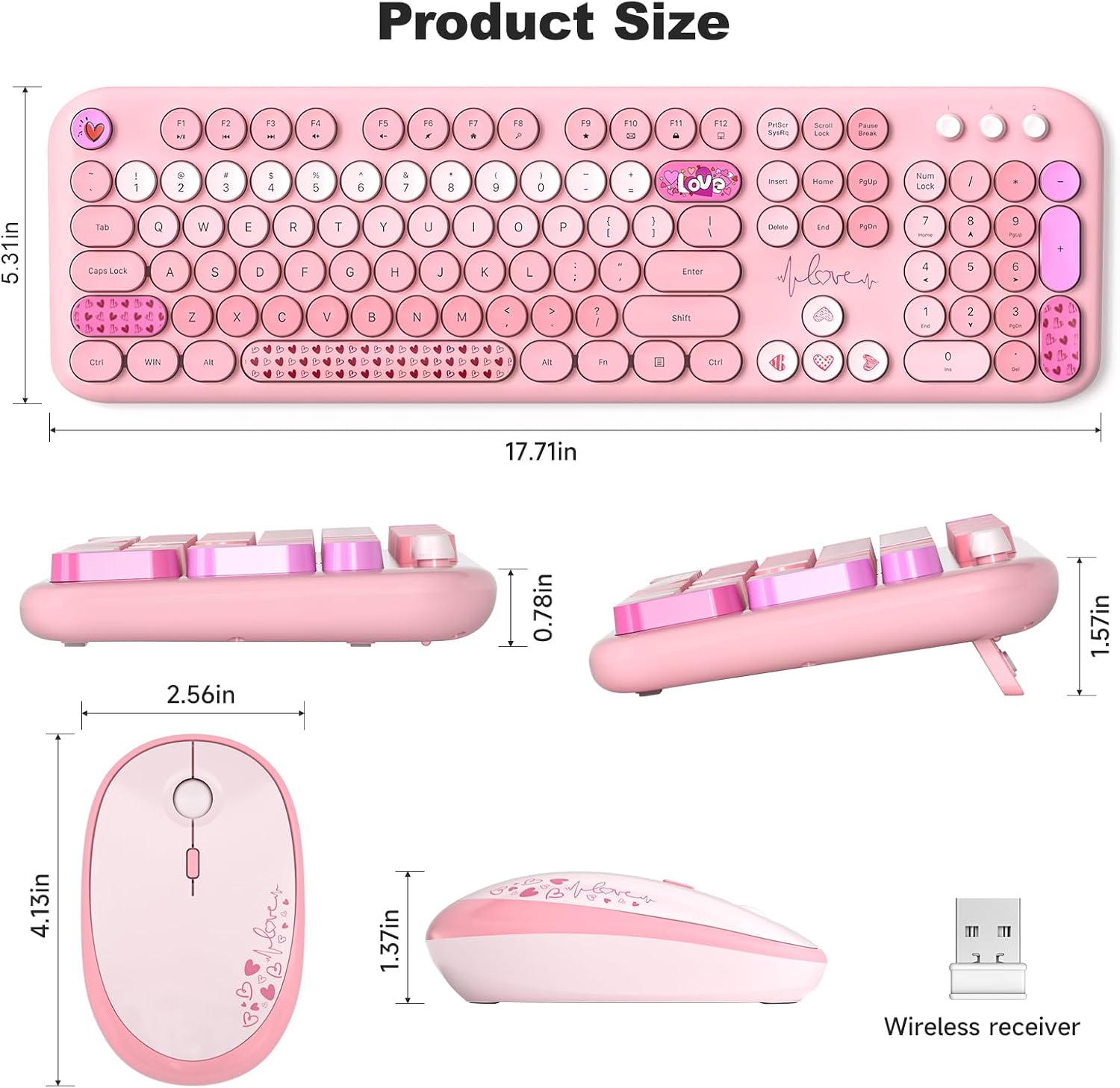 Thumbnail 5 de MOFII Wireless Keyboard and Mouse Combo – Full-Size 2.4G, Pink Colorful
