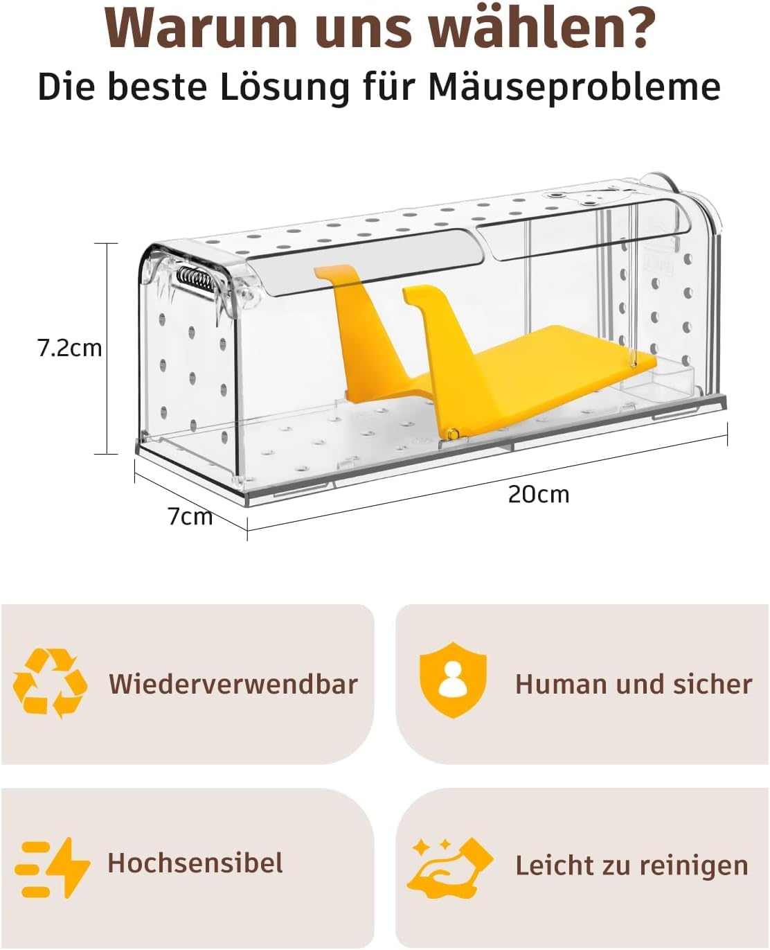 Thumbnail 6 de KENNEAS Mausefalle Lebend 4er Pack 7×7,2 cm 🐭