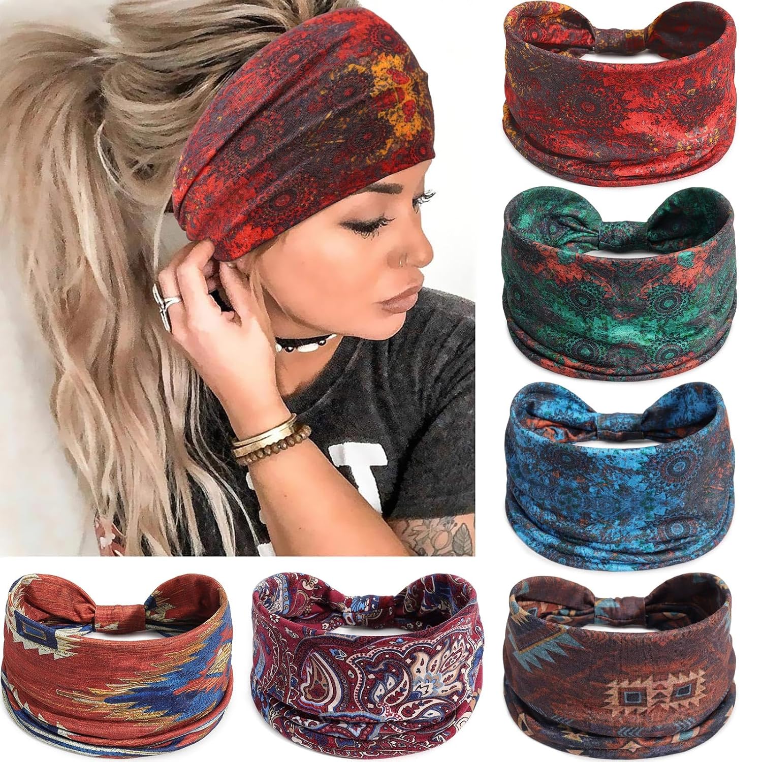 Detalle de Awumbuk AK- 6 KFD-20250430 Wide Headbands, Soft Stretch Fabric, Dark Green