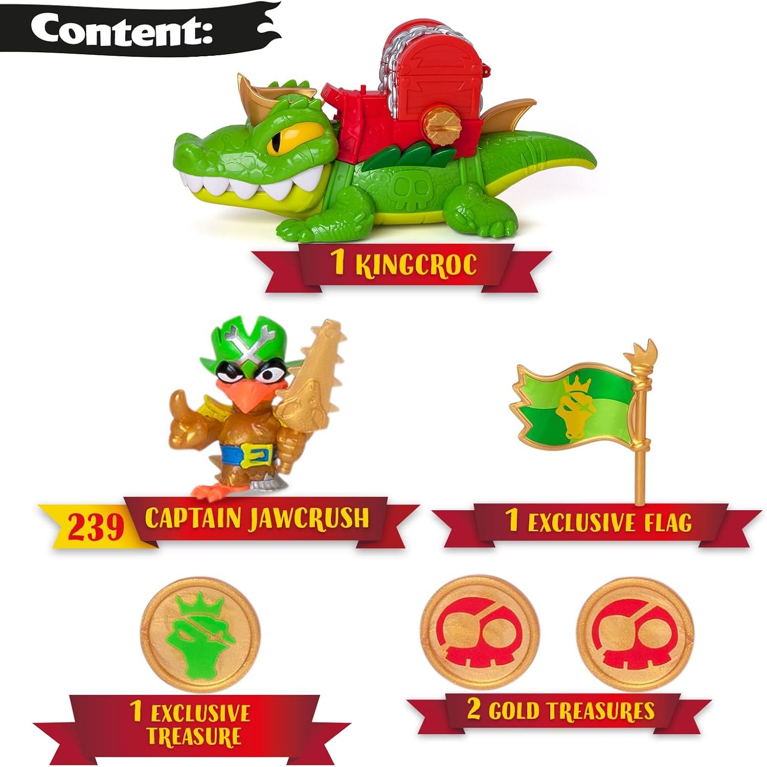 Detalle de PIRATIX King Croc – Articulated crocodile with treasure chest and exclusive Piratix