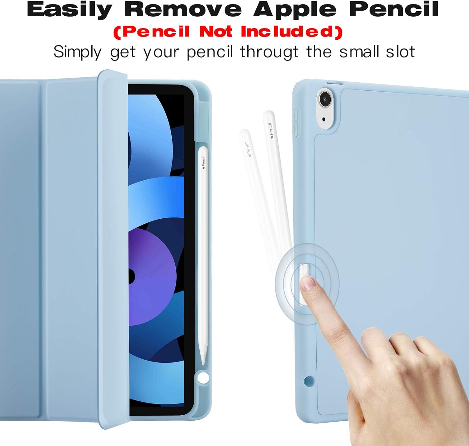 Thumbnail 2 de Hülle für iPad Air 11 Zoll (M4 2026 / M3 2025 / M2 2024 / Air 5/4) mit Stifthalter, Magnet-Trifold & iPencil-2 Laden – Hellblau