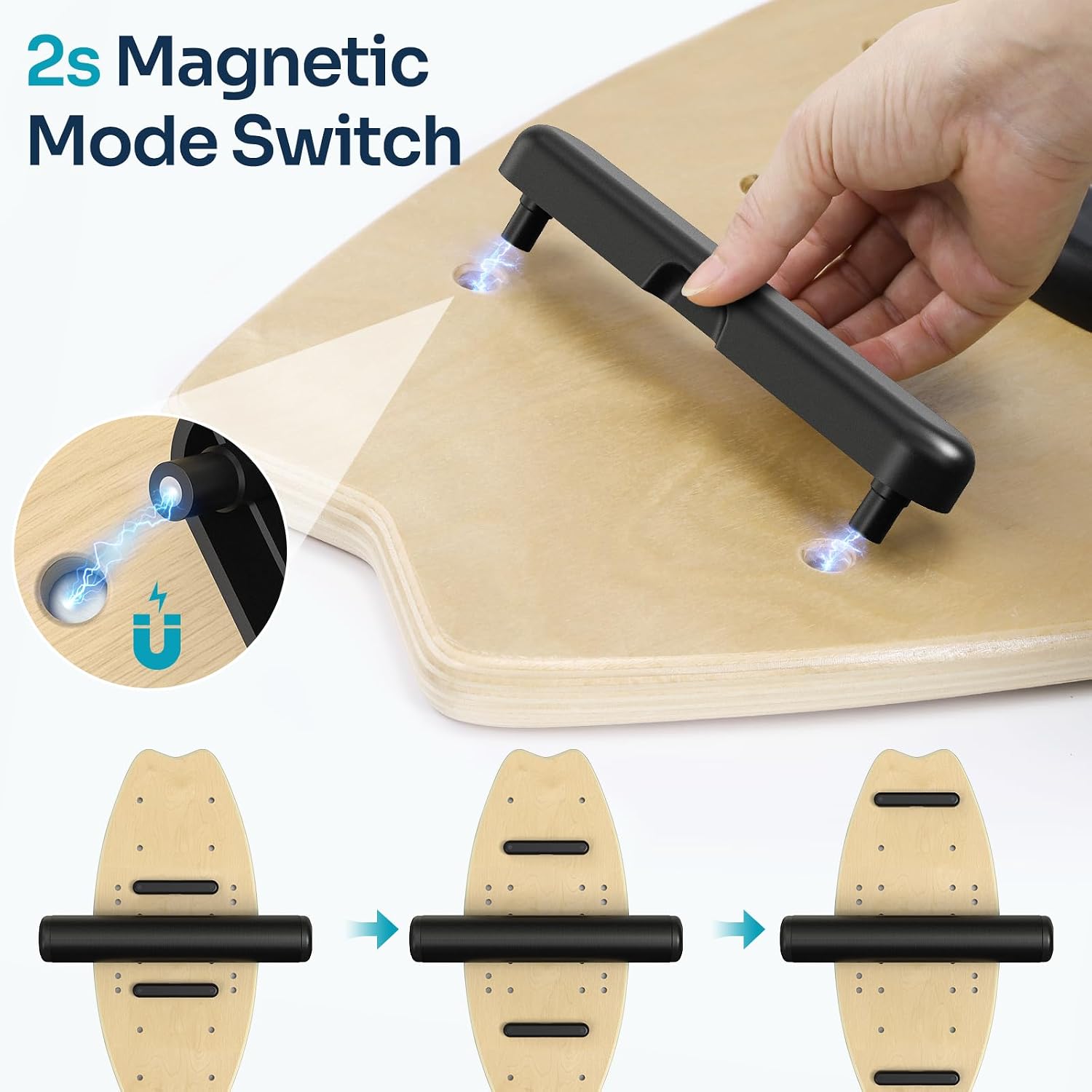 Detalle de Balance Board in legno Sportneer: tavola di equilibrio 2 in 1 per bambini e adulti