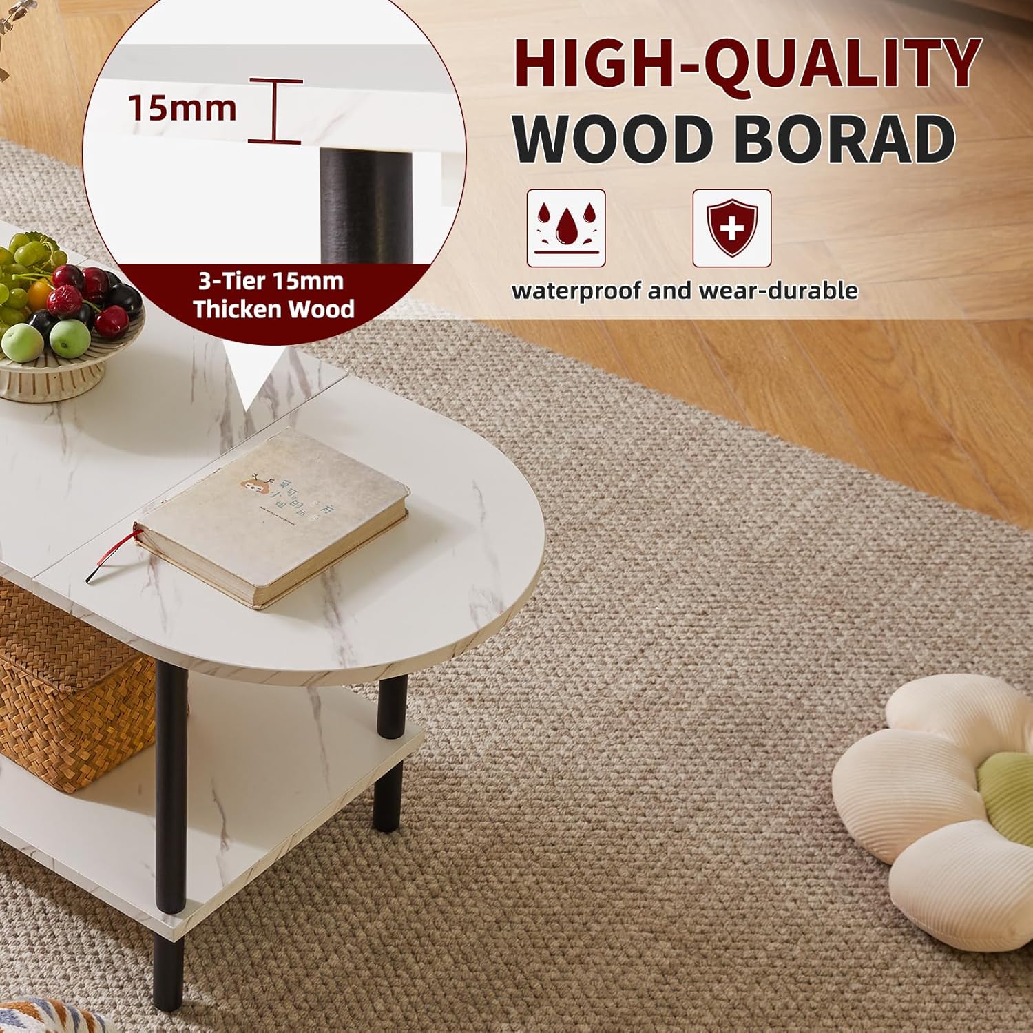 Thumbnail 3 de Aibiju Coffee Table 35x16x17in