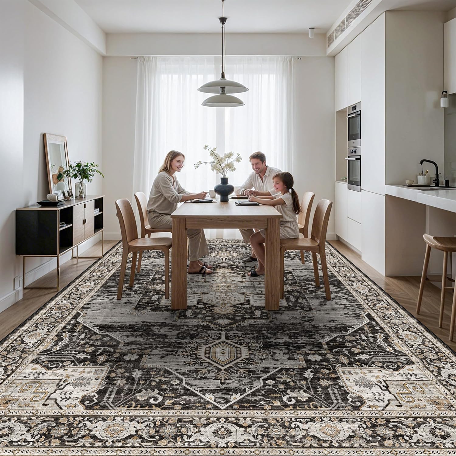 Thumbnail 2 de RUUGME Washable 11x15 Area Rug – Large Vintage Rug with Non-Slip Backing, Stain Resistant, Indoor Carpet for Bedroom or Dining Room