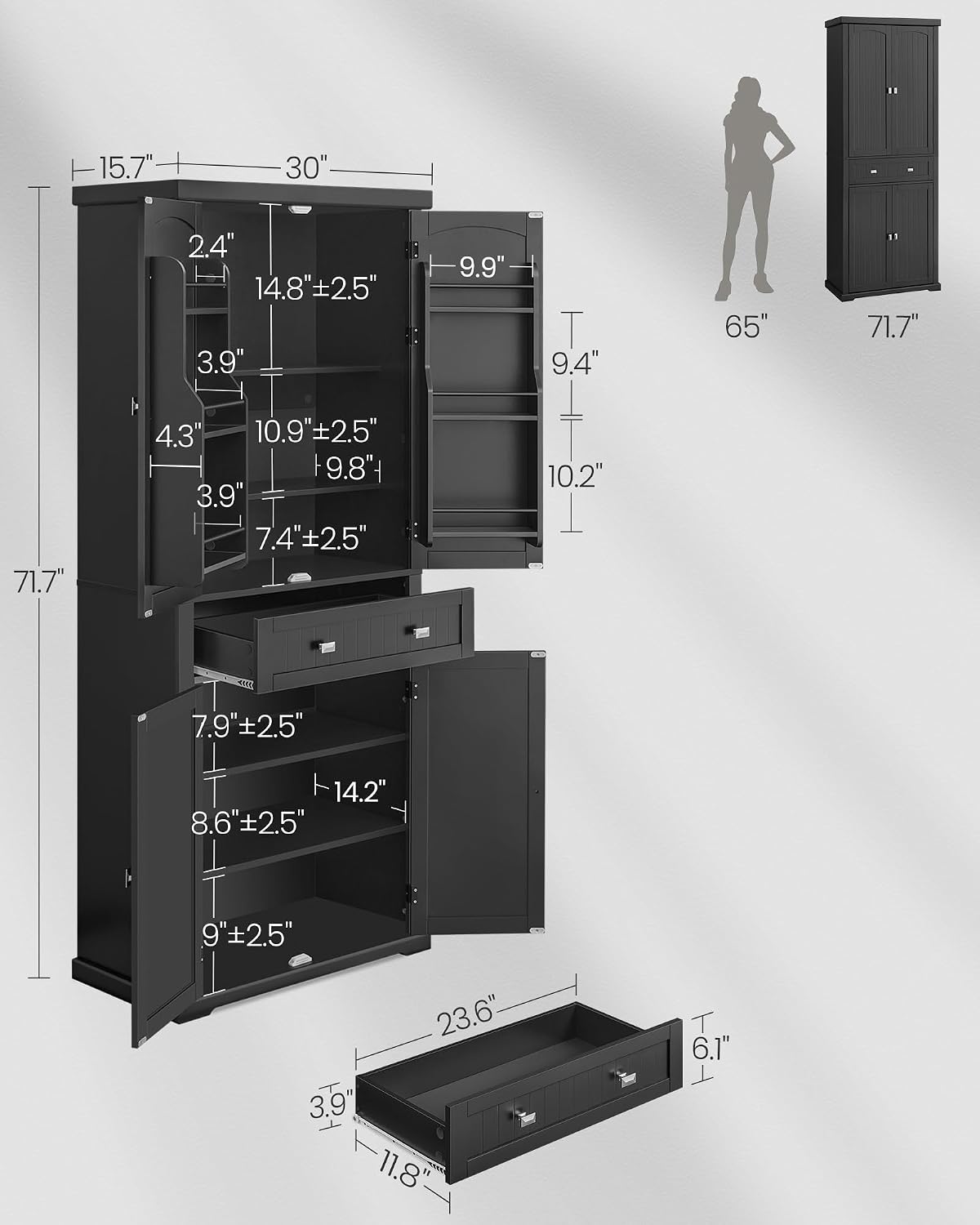 Detalle de VASAGLE Pantry Cabinet UBBC561B12