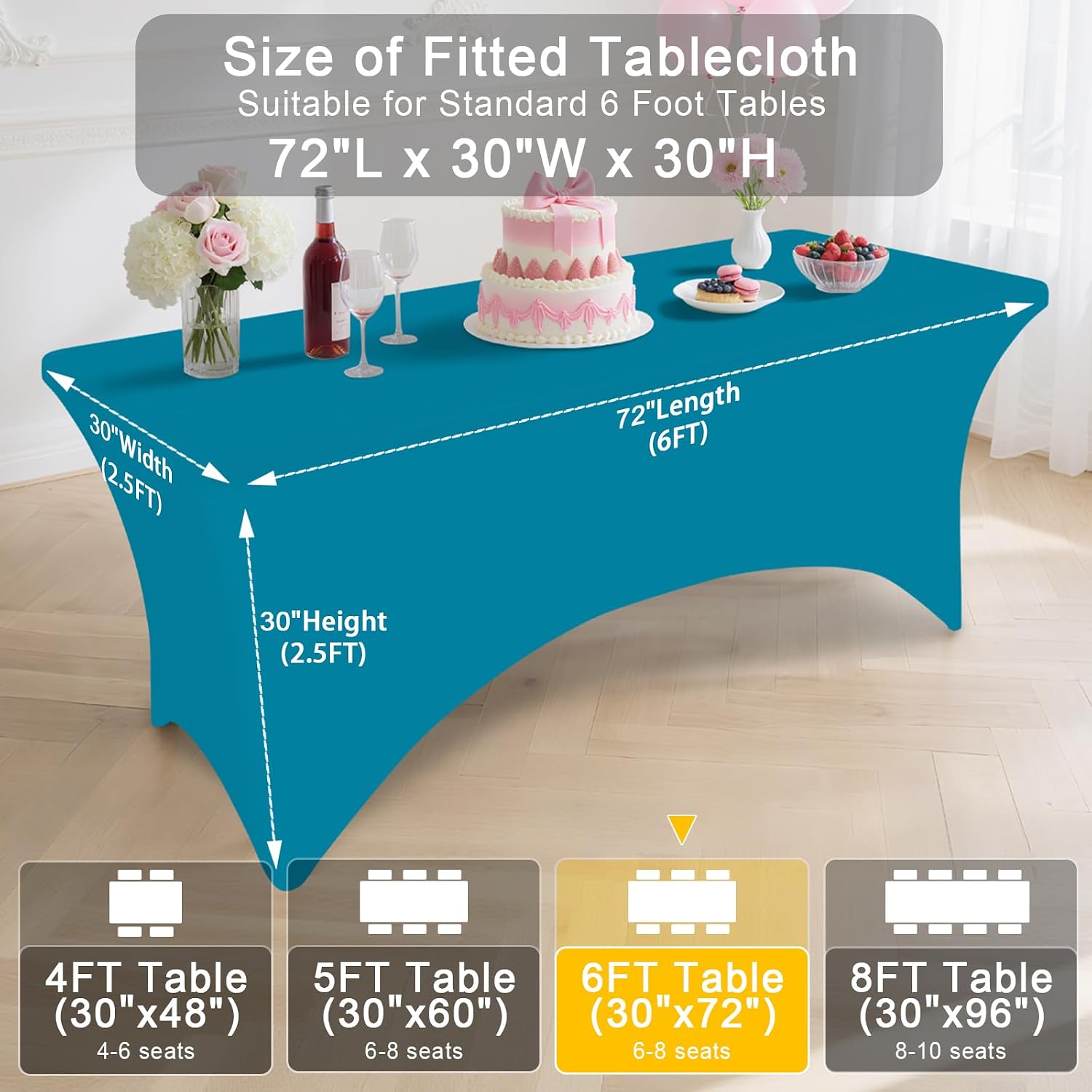 Thumbnail 6 de Smiry 2 Pack Spandex Table Cloth 72 in