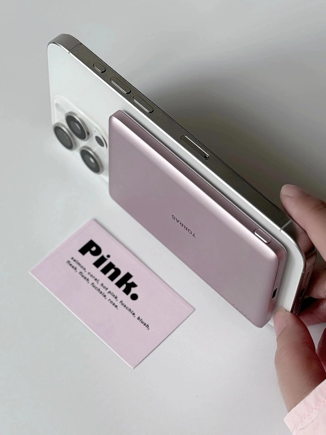 Thumbnail 2 de TORRAS PB4D MiniMag 5000mAh Magnetic Power Bank, 0.3-Inch Slim, Azalea Pink