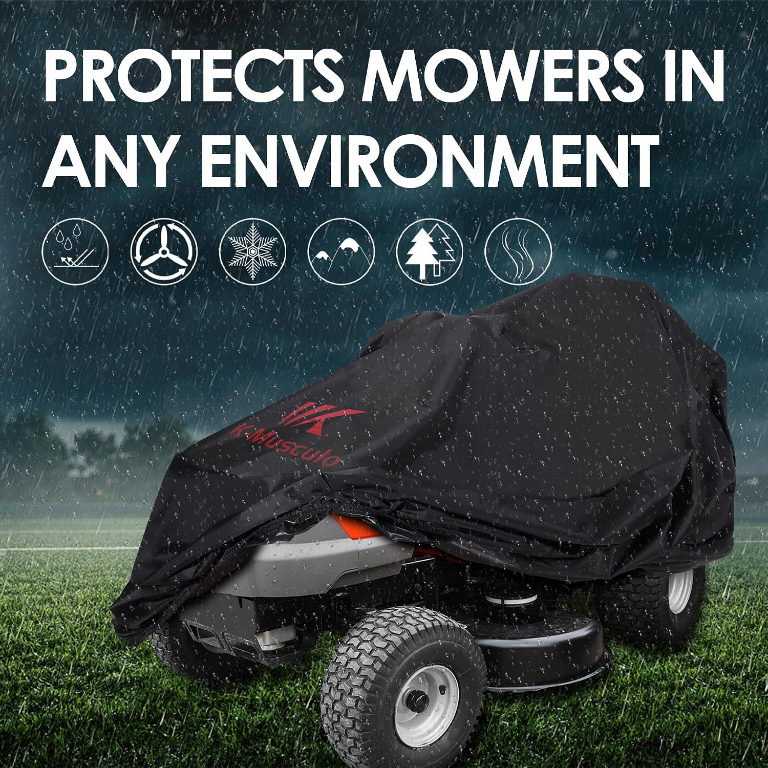 Detalle de K-Musculo Riding Lawn Mower Cover, 420D PU-Coated, 72"L x 54"W x 46"H