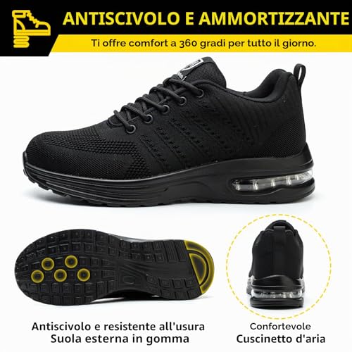 Detalle de Baofular Scarpe Antinfortunistiche da Uomo Donna - Leggere, Traspiranti e Antiscivolo (Nero, 43 EU)