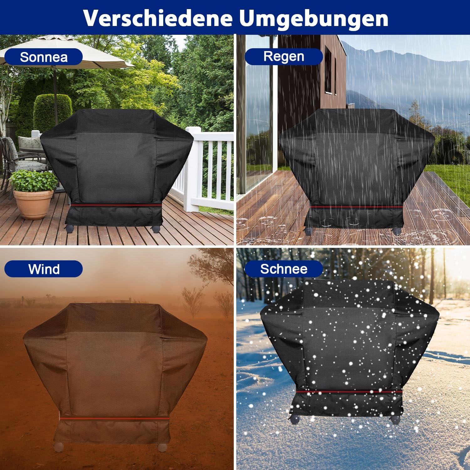 Detalle de Abdeckhaube für Enders Gasgrill – wasserdichte 600D Abdeckung für Chicago 4 K, Cubiq Pro 3 KR Turbo und mehr