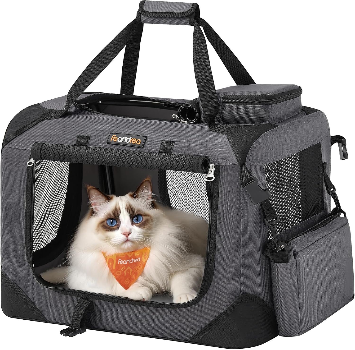 Feandrea Sac Transport Chat Chien, Caisse Pliable 50x35x35 cm – Gris