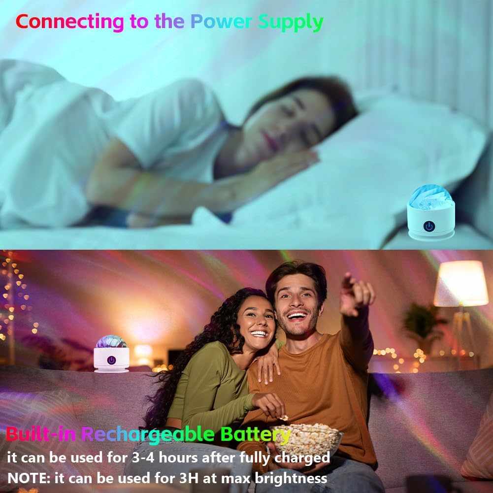 Thumbnail 5 de vsshe Sternenhimmel Projektor mit 16 Farben, dimmbar & Fernbedienung – Nordlichter, Meereswellen und Sterne