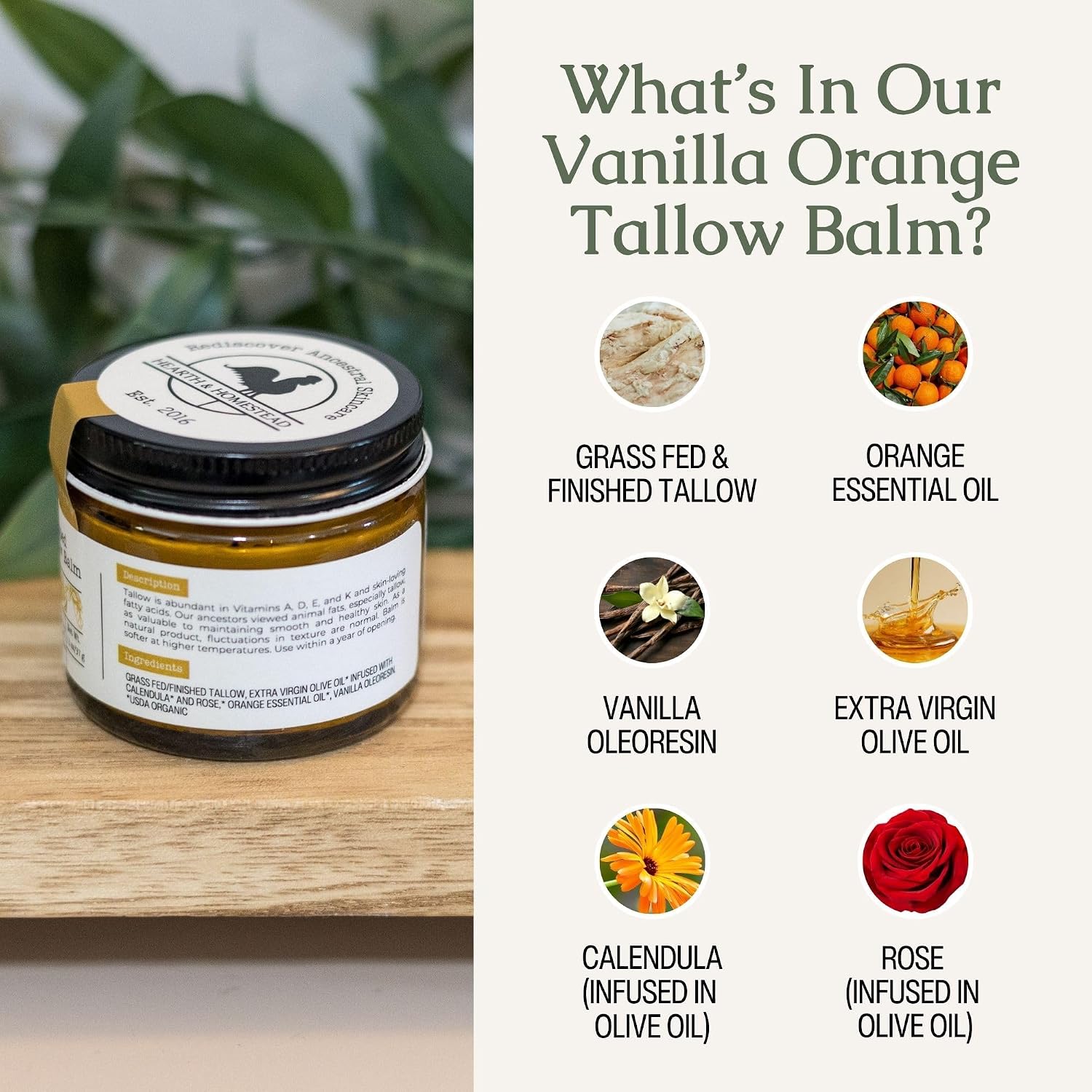 Thumbnail 6 de Hearth & Homestead Whipped Beef Tallow Balm, 1.3 oz, Vanilla Orange