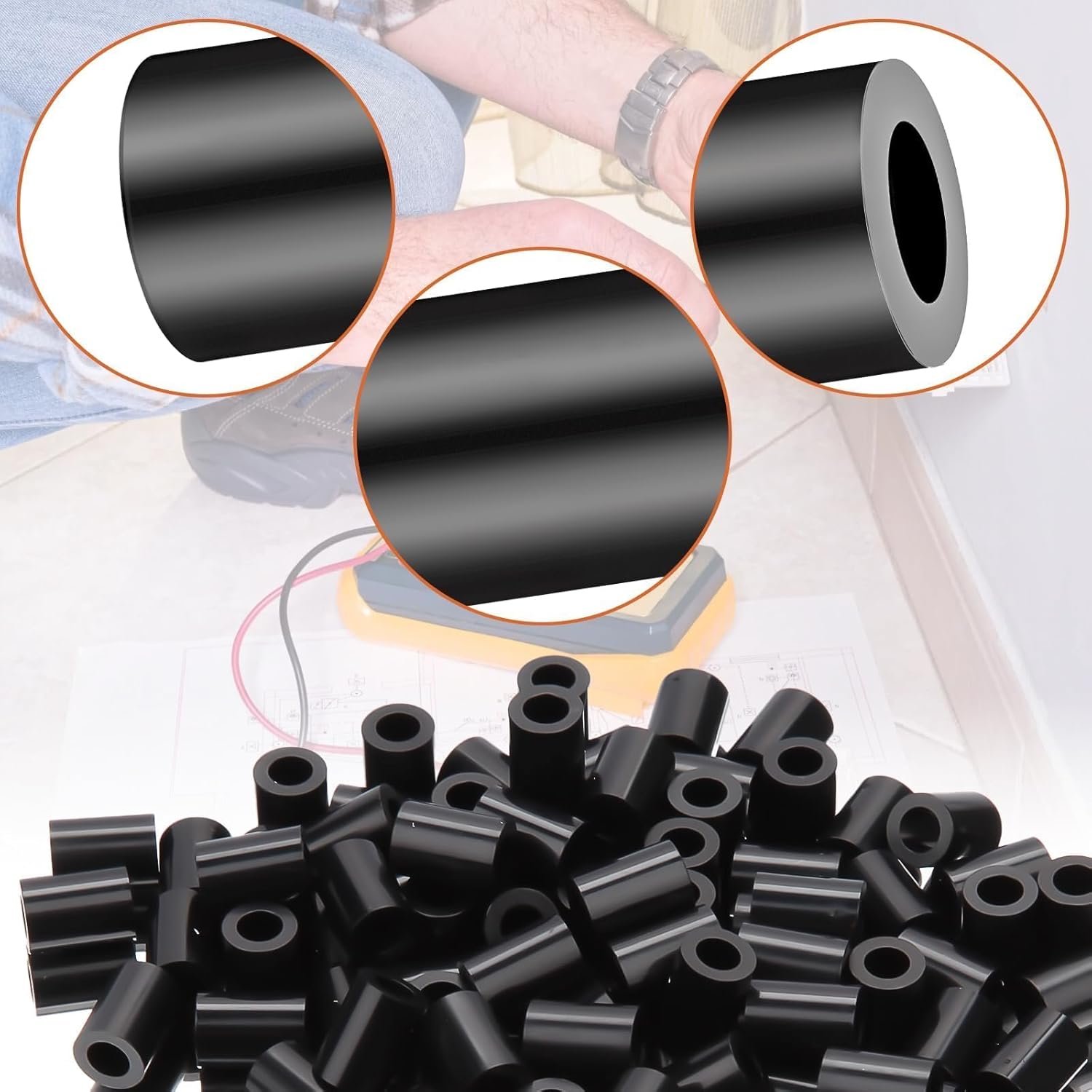 Thumbnail 5 de SWTYExt Kunststoff Distanzhülsen M8 – runde Abstandshalter für M8-Schrauben, 50 Stück (ABS/Nylon), schwarz