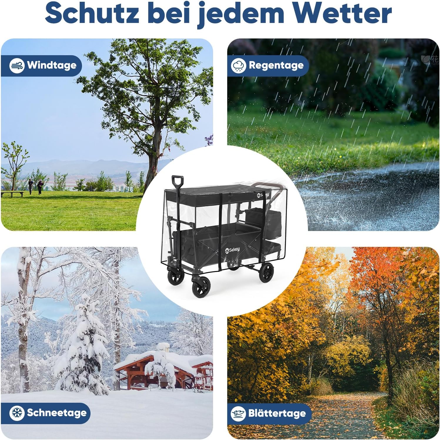 Detalle de Sekey Bollerwagen Regenabdeckung 110 x 60