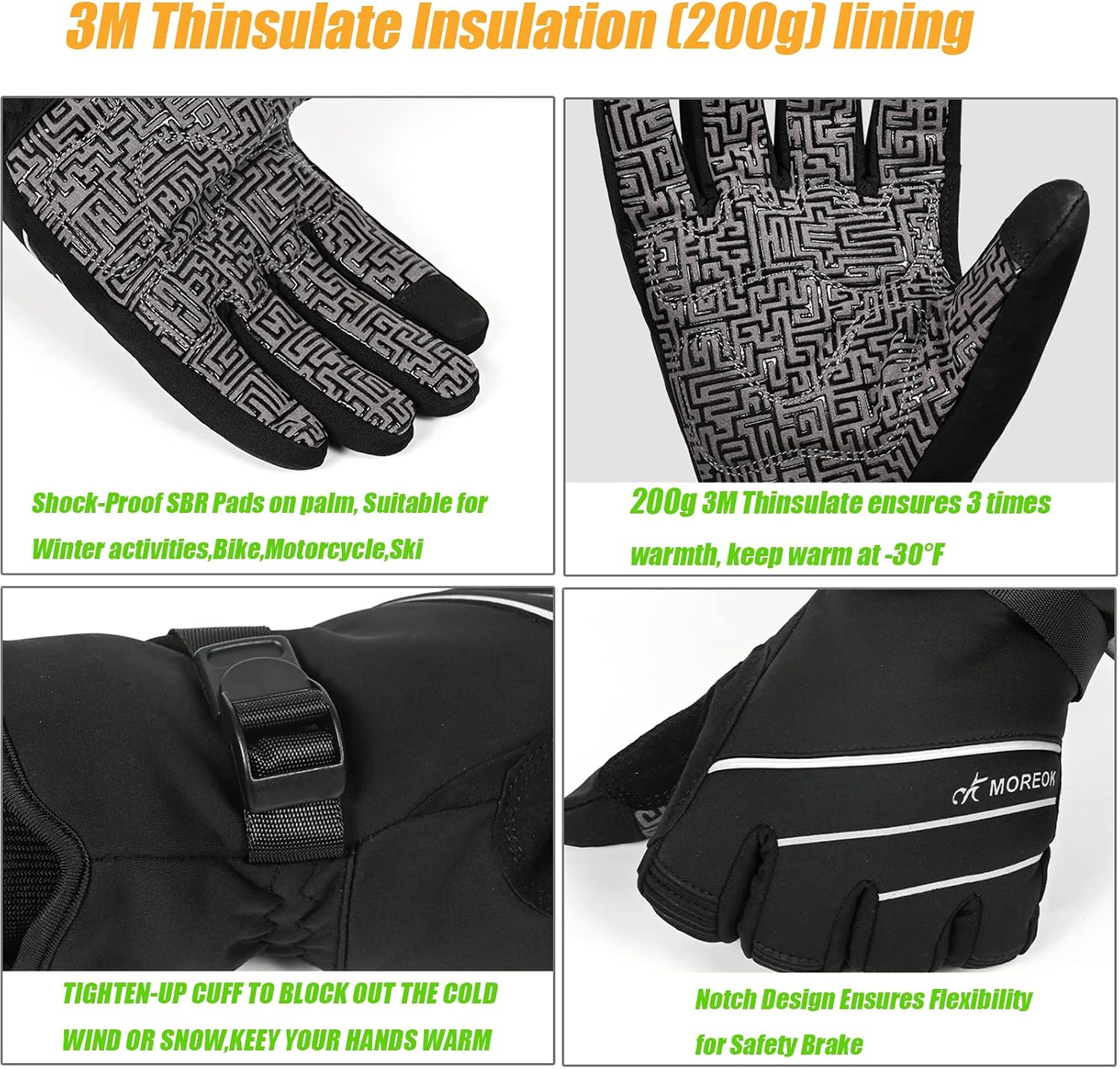Thumbnail 1 de BIKINGMOREOK Winterhandschuhe 3M Thinsulate, wasserdicht, −30°C