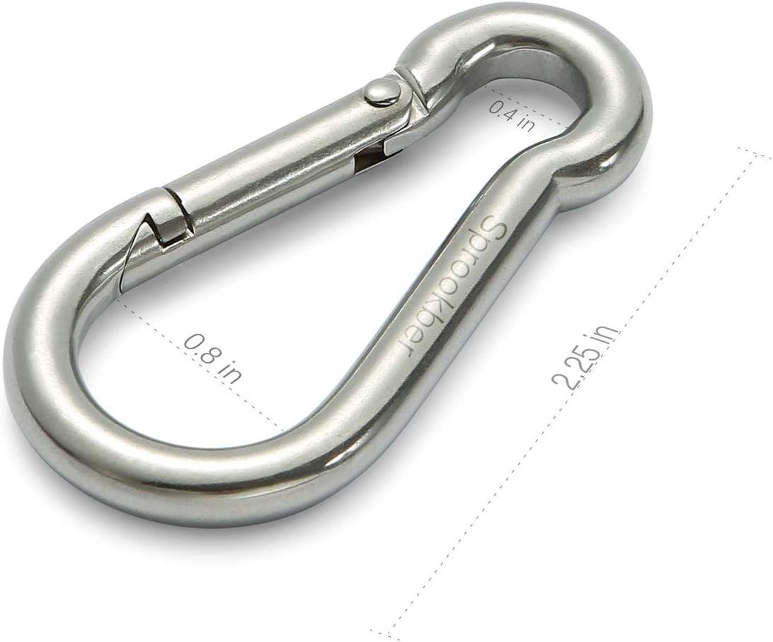 Thumbnail 1 de Sprookber 2.25 inch Stainless Steel Spring Snap Hook Carabiner Set — 6-Pack (304 Stainless)