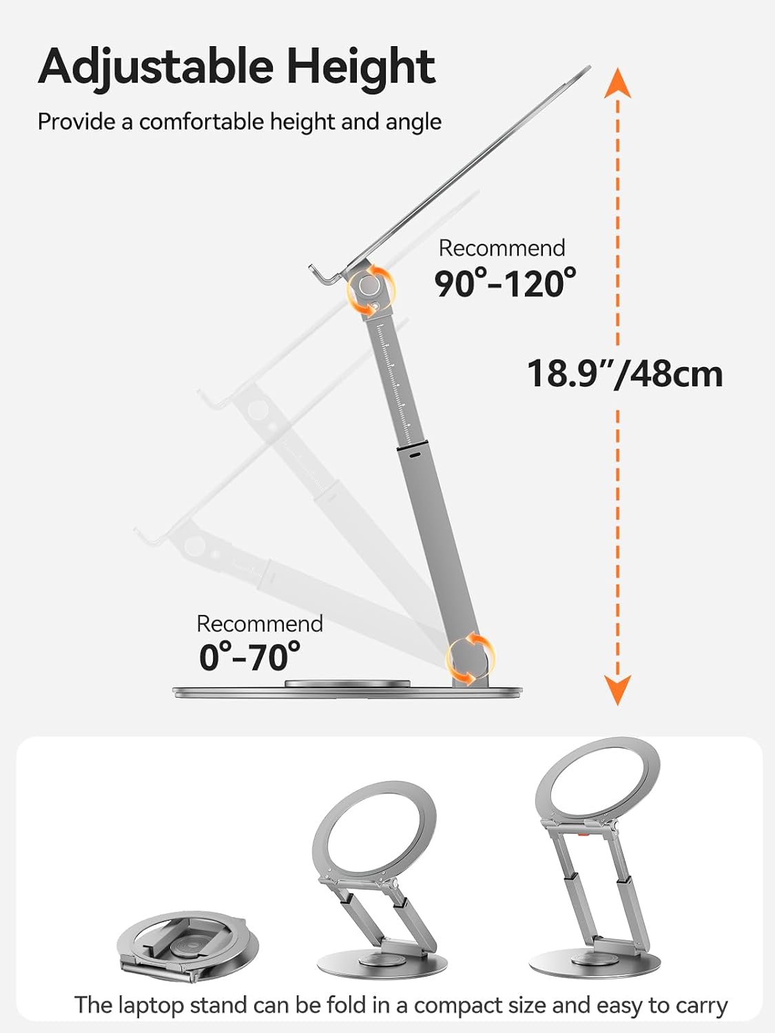 Detalle de Anifrim LS07B Telescopic Laptop Stand, 360° Rotation, Adjustable Height