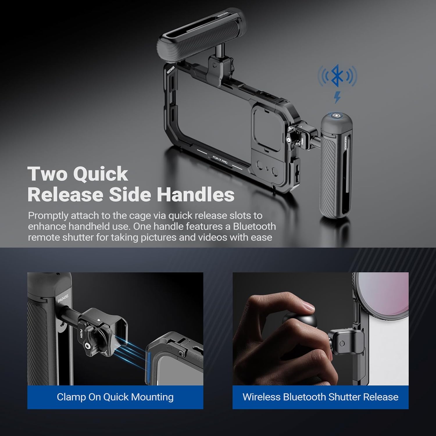 Thumbnail 4 de NEEWER Phone Cage Kit for iPhone 17 Pro: Compact Video Rig with Quick Release Handles