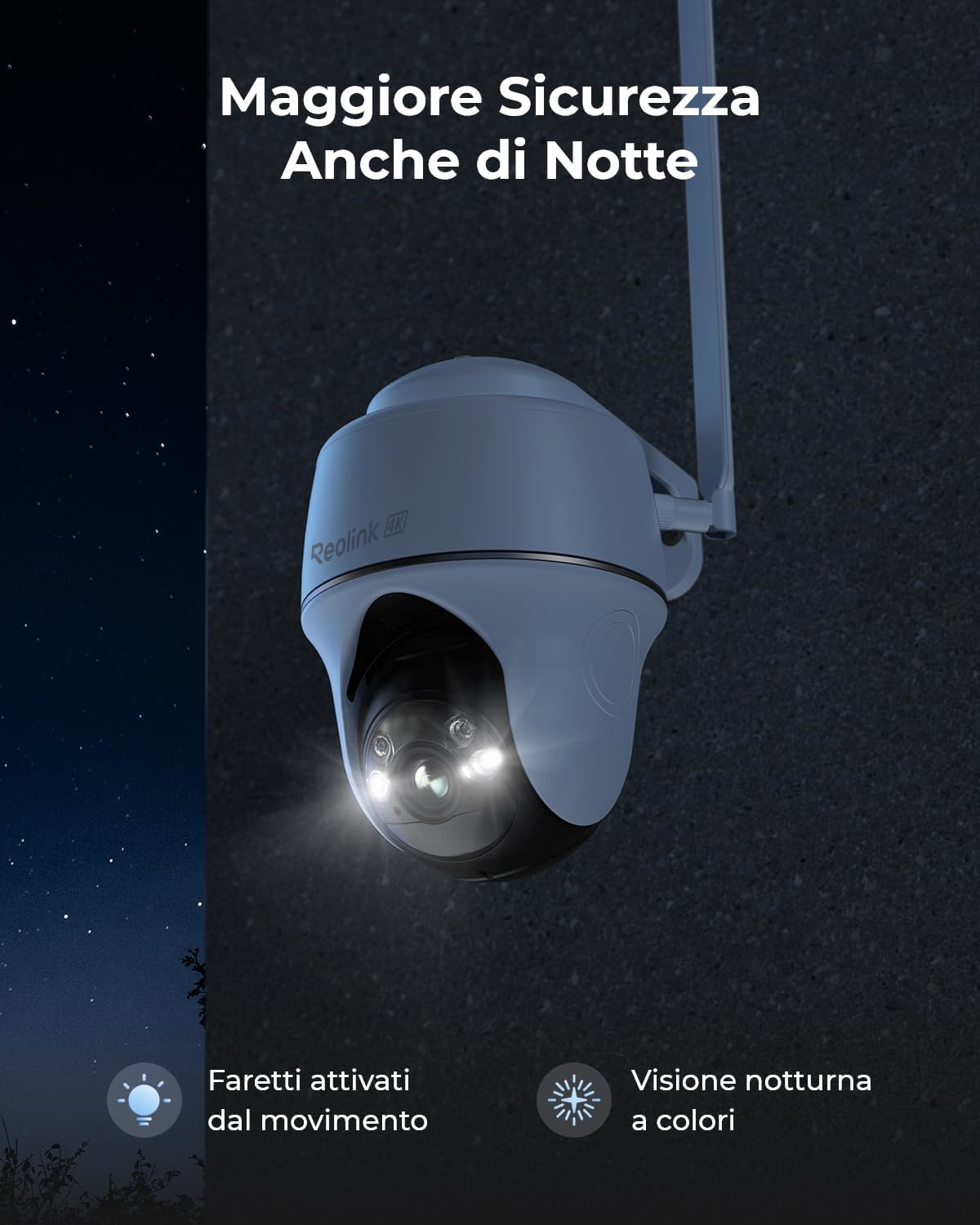 Detalle 2 de Reolink Go PT Ultra 4G/4K: Telecamera esterna senza fili con pannello solare e 360° PTZ