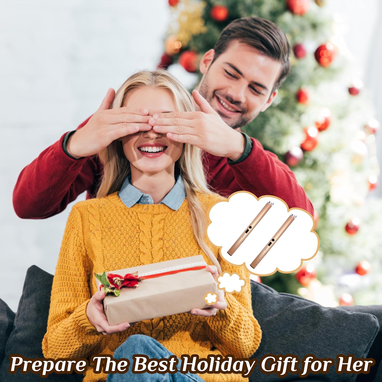 Thumbnail 2 de 2-Pack Windproof Flameless Electric Candle Lighter (USB Rechargeable) with LED Power Display & Safety Switch