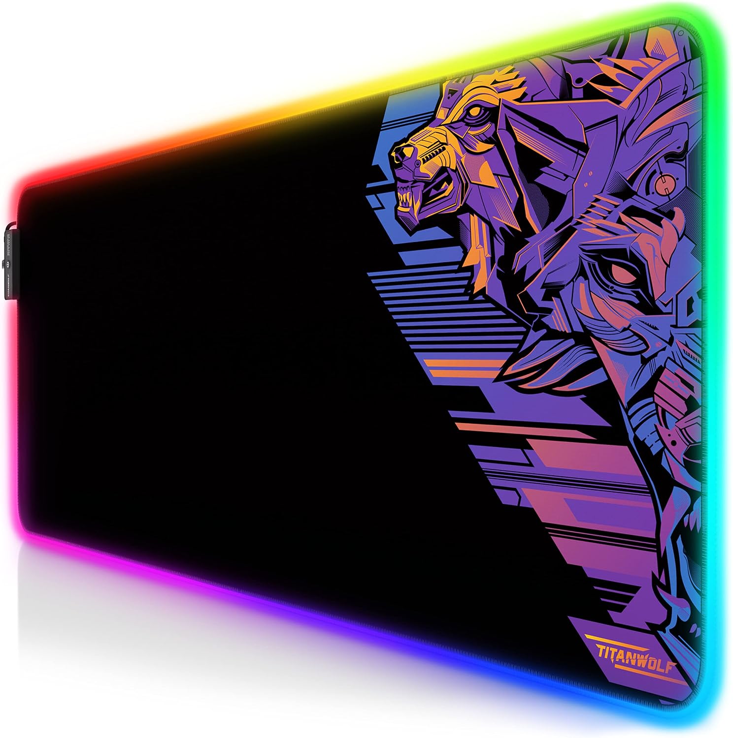 Detalle de Titanwolf RGB Gaming Mauspad – XXL 800x300 mm mit LED-Beleuchtung und sieben Farben
