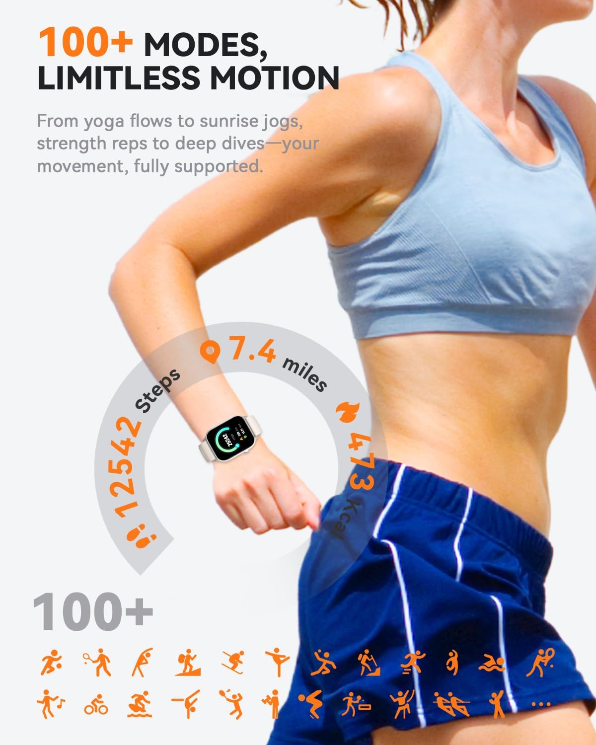 Detalle de Smart Watch for Men & Women (2024) with Bluetooth Calling, IP68 Fitness Tracker – Silver, 1.83in