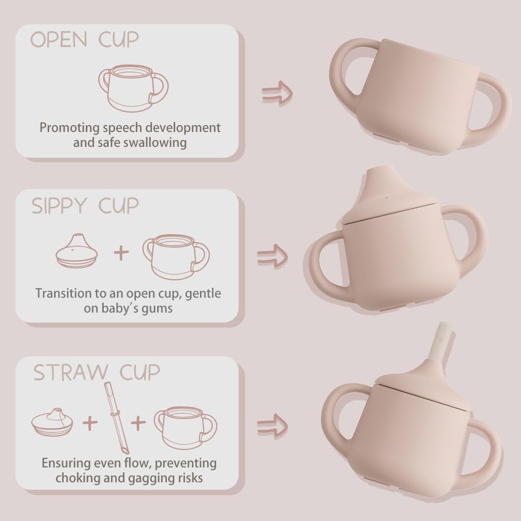 Thumbnail 1 de Moonkie Silicone Baby Sippy Cup 120ml: 6+ Months with 2 Straws, 3-Stage Transition