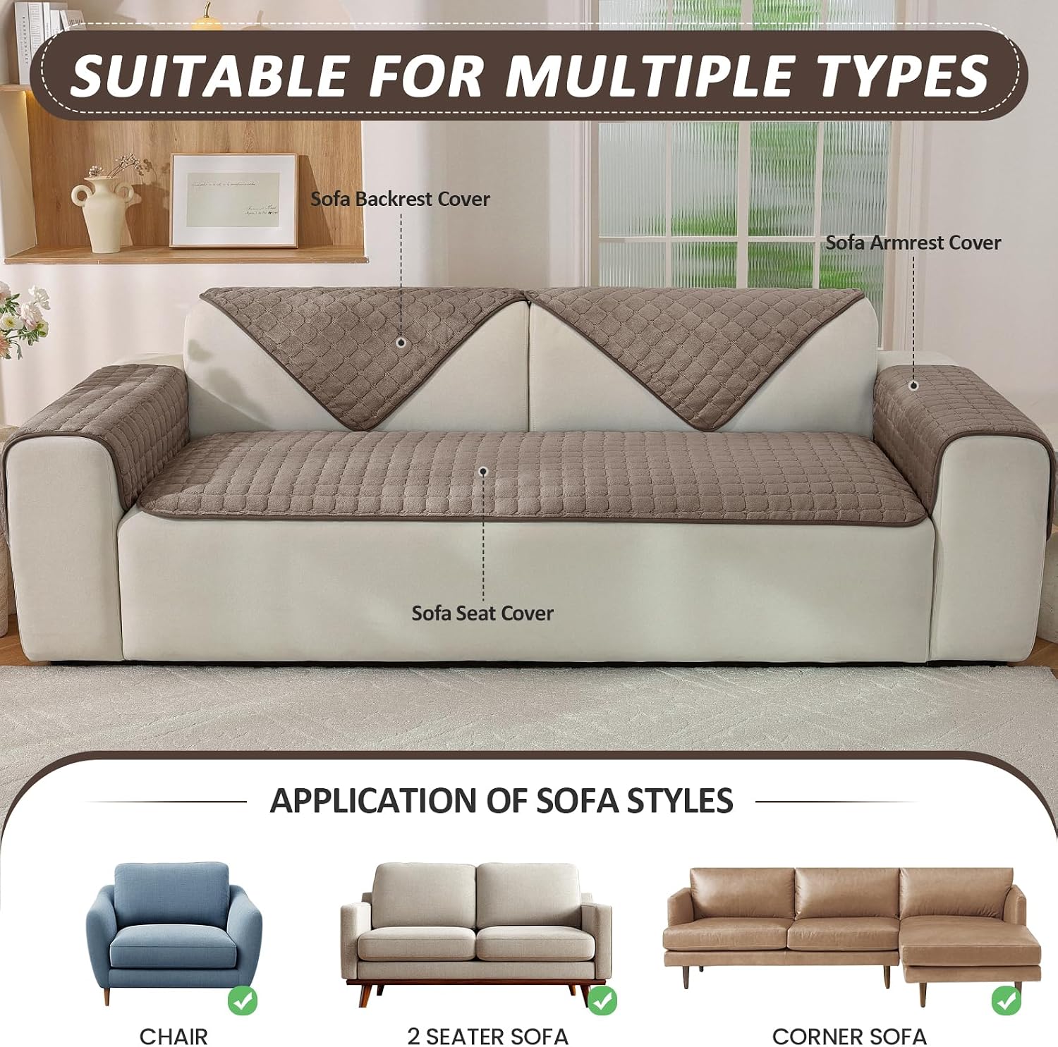 Thumbnail 3 de Ystyle copridivano in pile morbido antiscivolo (telo) per divani 1/2/3/4 posti e angolari con chaise longue, 90x210 cm